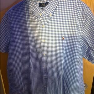 Ralph Lauren Blue and White Checkered Men's Shirt